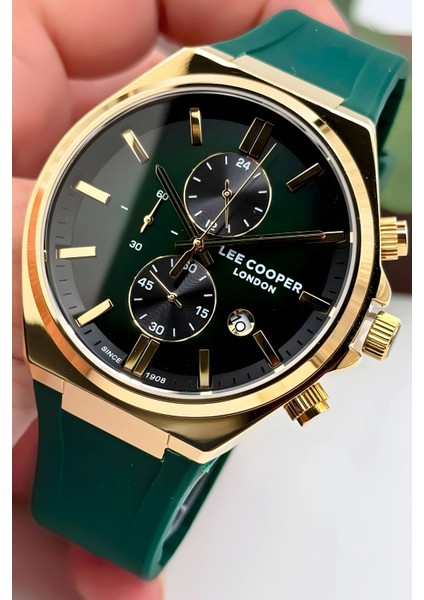 LC07854.177 Yeşil Renk Silikon Kordon Gold Renk Çelik Kasa Erkek Kol Saati ZMLC004 fiyatları