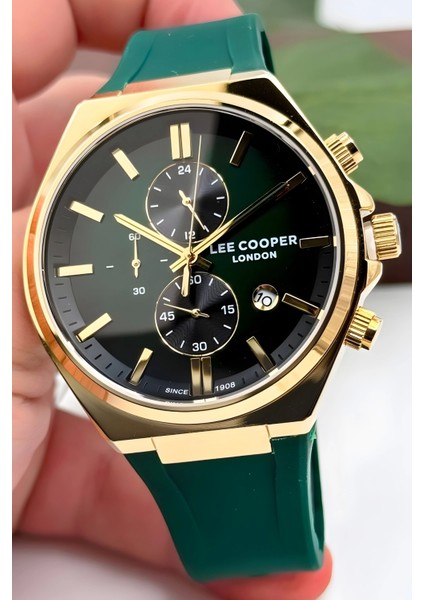 LC07854.177 Yeşil Renk Silikon Kordon Gold Renk Çelik Kasa Erkek Kol Saati ZMLC004 modelleri