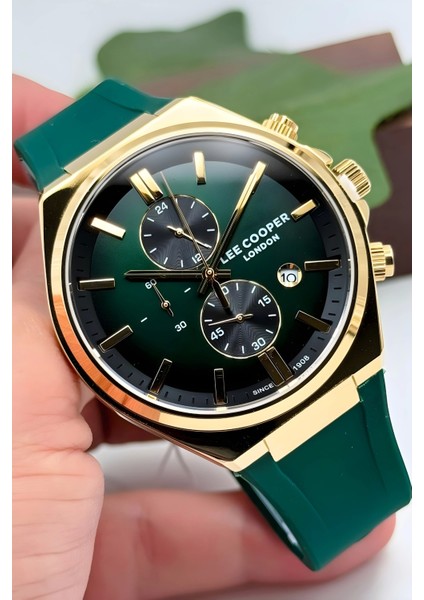 LC07854.177 Yeşil Renk Silikon Kordon Gold Renk Çelik Kasa Erkek Kol Saati ZMLC004 fırsatları