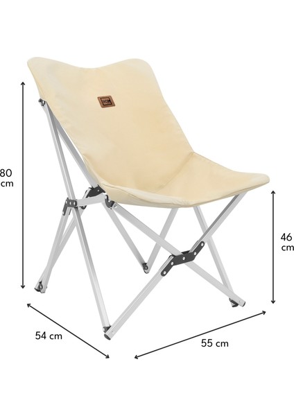 Alüminyum Katlanabilir Kamp Sandalyesi, Piknik Sandalyesi, Taşıma Çantalı, Kumaş, Krem