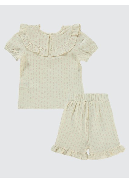 Kız Bebek Şortlu Takım 6-18 Ay Ekru fiyatları