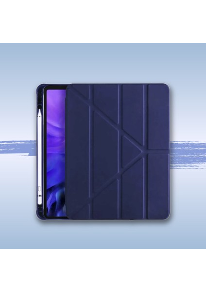 iPad 10.2 (7. 8. 9.nesil) 2020/2021 Uyumlu Kalem Bölümlü Uyku Modlu Katlanabilir Akıllı Kılıf