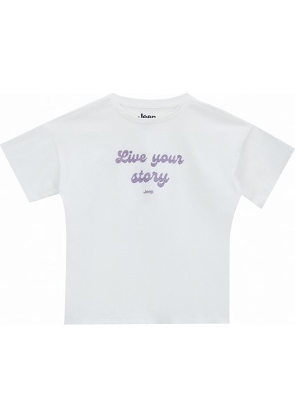 Baskılı Ekru Kadın T-Shirt J5SG-TST7503