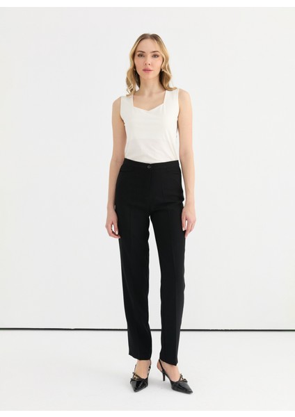 Normal Bel Standart Siyah Kadın Pantolon 25YSL5345