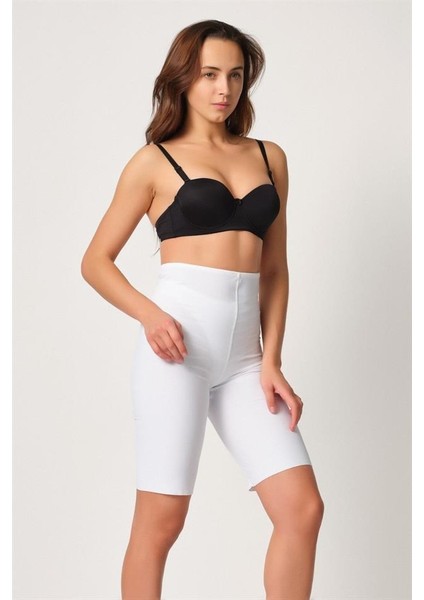 Beyaz Emay 2923 Yüksek Bel Karyokalı Paçalı Lazer Korse