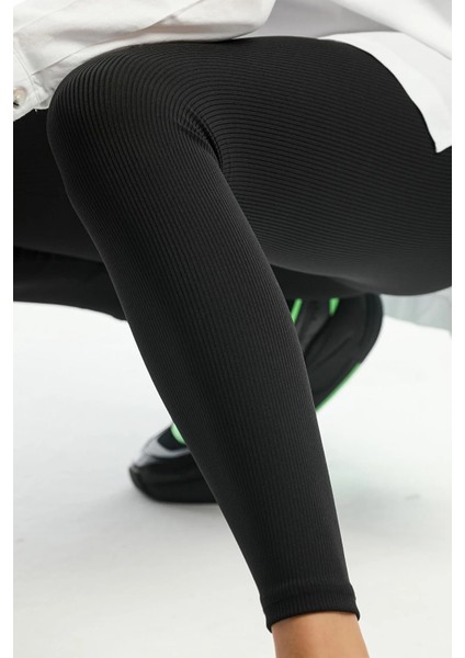 Beruflic Siyah Yüksek Bel Fitilli Tayt 0608 modelleri