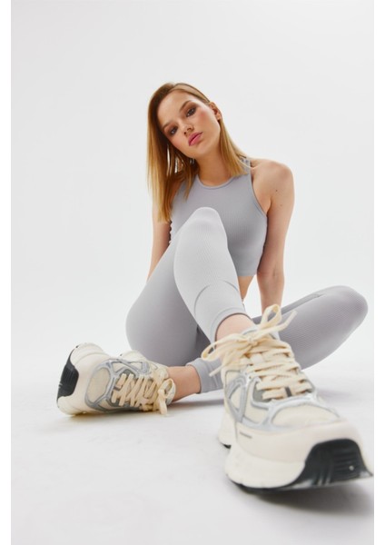 Beruflic Gri Yüksek Bel Fitilli Tayt 0608 fiyatları