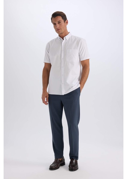 %100 Pamuk Regular Fit Polo Yaka Oxford Yazlık Kısa Kollu Beyaz Gömlek D7419AX25SM fiyatları