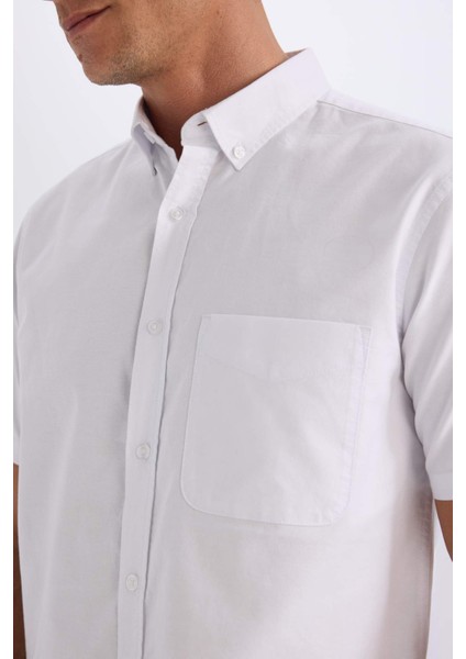 %100 Pamuk Regular Fit Polo Yaka Oxford Yazlık Kısa Kollu Beyaz Gömlek D7419AX25SM indirimleri