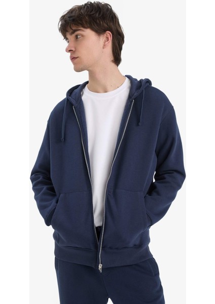 Comfort Fit Kapüşonlu İçi Yumuşak Tüylü Basic Düz Kalın Fermuarlı Sweatshirt D7599AX25SP modelleri