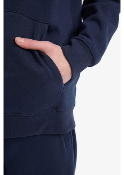 Comfort Fit Kapüşonlu İçi Yumuşak Tüylü Basic Düz Kalın Fermuarlı Sweatshirt D7599AX25SP indirimleri