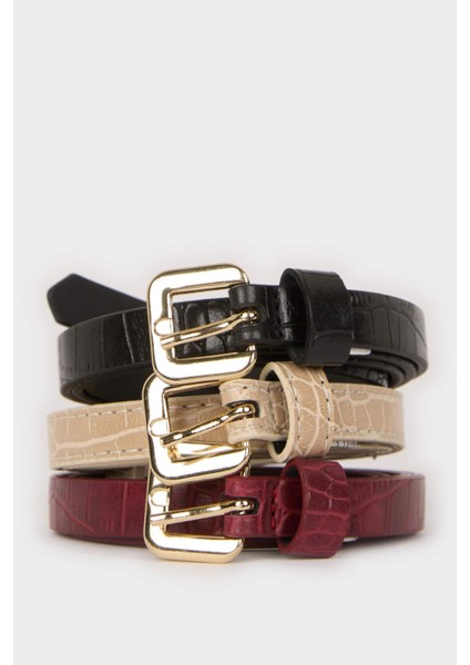 Kadın Suni Deri 3'lü Günlük Kemer F1903AXNS