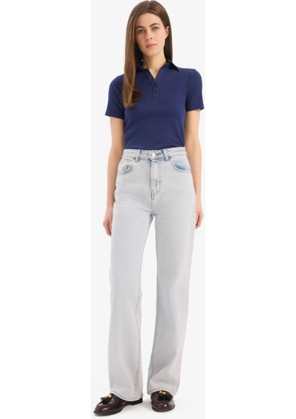 Slim Fit Dar Kesim Polo Yaka Fitilli Kaşkorse Kısa Kollu Tişört C6249AX25SP fiyatları