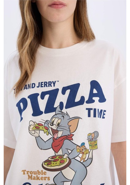 Coool Tom & Jerry Oversize Geniş Kalıp Bisiklet Yaka Kısa Kollu Tişört D9120AX25SM
