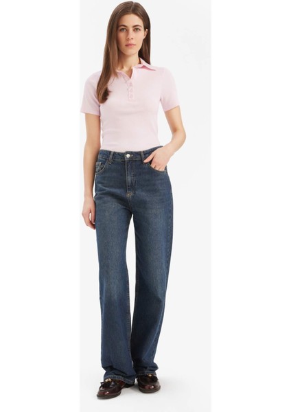 Slim Fit Dar Kesim Polo Yaka Fitilli Kaşkorse Kısa Kollu Tişört C6249AX25SP fiyatları