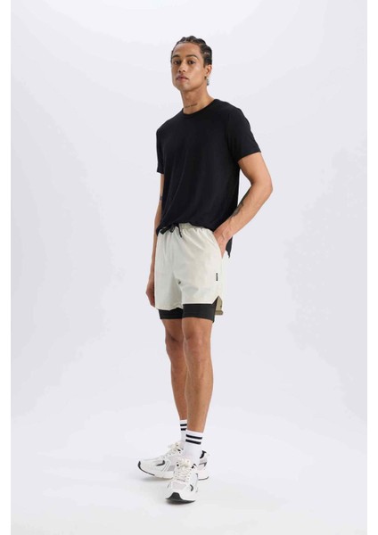 fit Slim Fit Dar Kesim Sporcu Penye Taytlı ŞORT E2759AX25SM