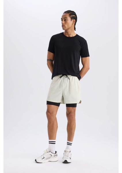 fit Slim Fit Dar Kesim Sporcu Penye Taytlı ŞORT E2759AX25SM