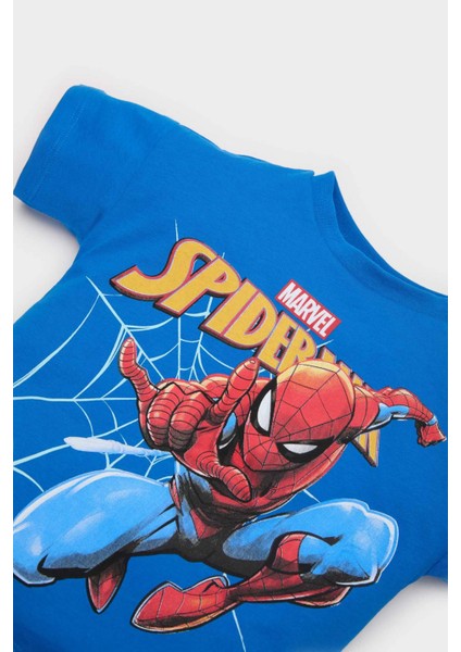 Erkek Bebek Marvel Spiderman Bisiklet Yaka Kısa Kollu Tişört E6918A525SM