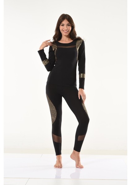 Beruflic Leopar Detaylı Kadın Tayt Takım 1128 modelleri