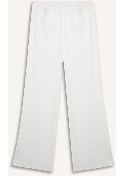 Keten Karışımlı Palazzo Pantolon Wide Leg Geniş Bol Paça Üç Cepli Normal Bel Basic Düz Standart Boy C4545AX25SP modelleri