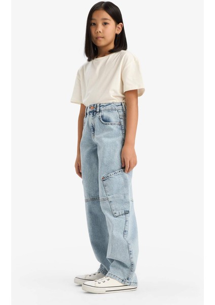 Kız Çocuk Baggy Fit Geniş Bol Paça Jean Pantolon E1742A825SM