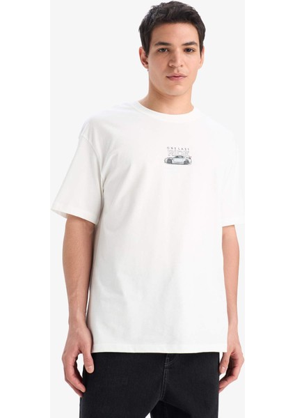 %100 Pamuk Fast & Furious Boxy Fit Bisiklet Yaka Sırt Baskılı Kısa Kollu Tişört E0620AX25SM fırsatları