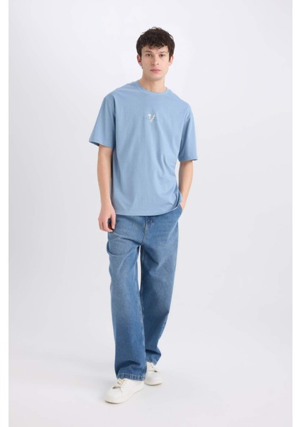 %100 Pamuk Vikings Valhalla Boxy Fit Bisiklet Yaka Sırt Baskılı Kısa Kollu Tişört E0434AX25SM fiyatları