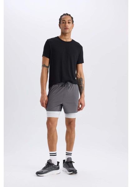fit Slim Fit Dar Kesim Sporcu Penye Taytlı ŞORT E2760AX25SM