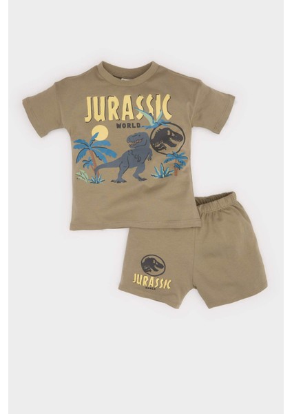 Erkek Bebek Jurassic World 2'li Takım Kısa Kollu Tişört Beli Lastikli Şort E6922A525SM