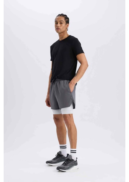fit Slim Fit Dar Kesim Sporcu Penye Taytlı ŞORT E2760AX25SM