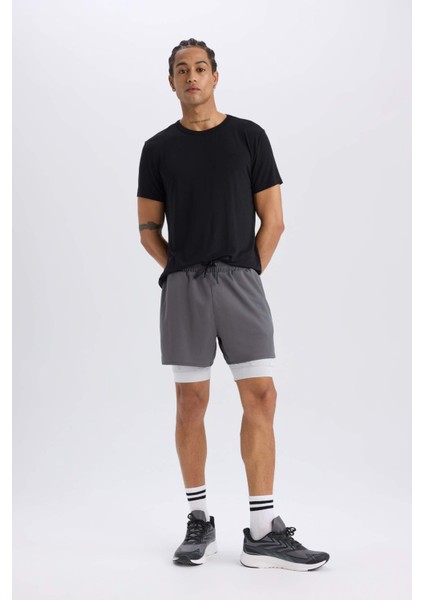 fit Slim Fit Dar Kesim Sporcu Penye Taytlı ŞORT E2760AX25SM