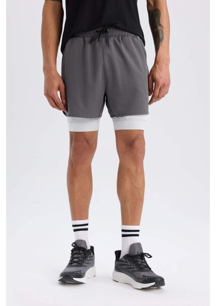 fit Slim Fit Dar Kesim Sporcu Penye Taytlı ŞORT E2760AX25SM