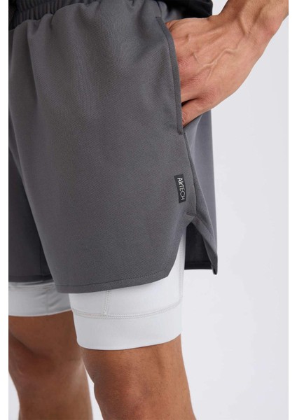 fit Slim Fit Dar Kesim Sporcu Penye Taytlı ŞORT E2760AX25SM