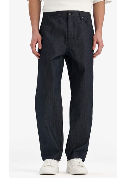 %100 Pamuk Straight Fit Yüksek Bel Geniş Paça Jean Pantolon E9339AX25SP