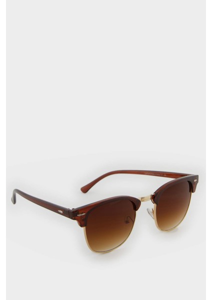 Kadın Klasik Kahve Metal Çerçeve Kahve Cam UV Güneş Gözlüğü F0611AXNS