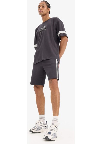 Defactofit Nba Brooklyn Nets Oversize Geniş Kalıp Bisiklet Yaka Sırt Baskılı Kısa Kollu TIŞÖRT E2183AX25SM