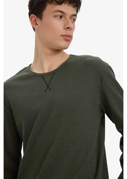 Fitilli Kaşkorse Pijama Takımı Uzun Kollu Üst Uzun Alt F0055AX25SM