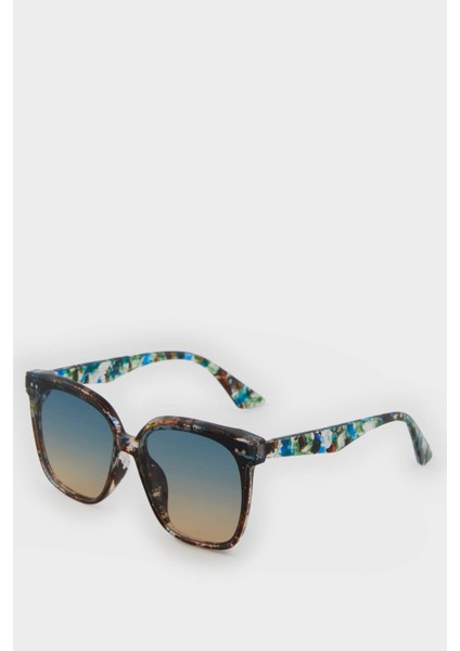 Kadın Yuvarlak Mavi Plastik Çerçeve Degrade Cam UV Güneş Gözlüğü F0603AXNS fiyatları