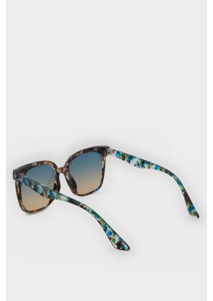 Kadın Yuvarlak Mavi Plastik Çerçeve Degrade Cam UV Güneş Gözlüğü F0603AXNS fırsatları