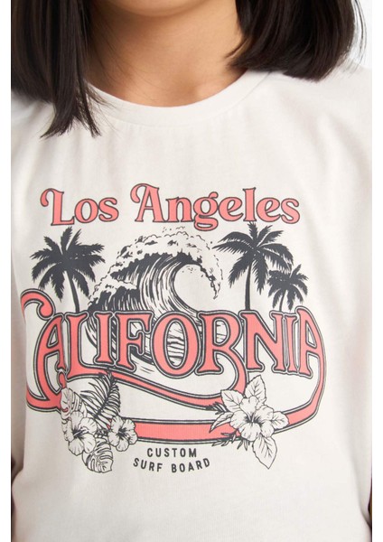 Kız Çocuk Pamuklu 2'li Takım Baskılı Kısa Kollu Tişört Beli Lastikli Şort E7318A825HS fırsatları