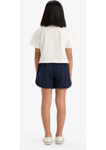 Kız Çocuk Pamuklu 2'li Takım Baskılı Kısa Kollu Tişört Beli Lastikli Şort E7318A825HS indirimleri