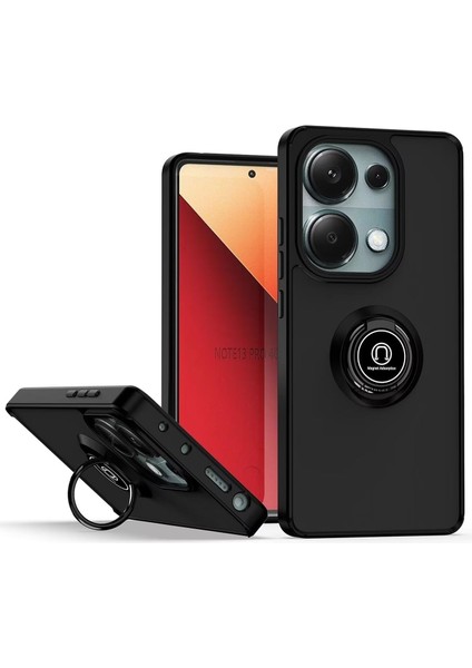 Xiaomi Redmi Note 13 Pro 4g Kılıf Mat Parmak Izi Yapmaz Renkli Tuşlu 360 Yüzüklü Standlı Military Kamera Korumalı Kapak