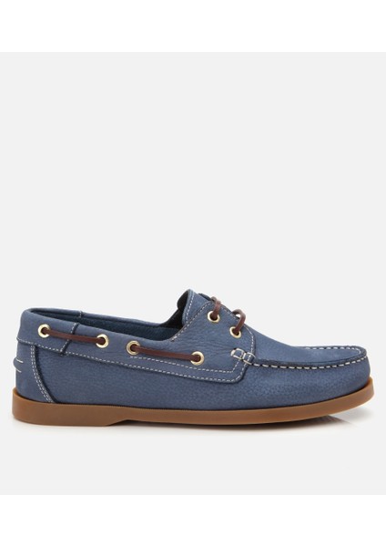02ayh303320a620 Erkek Nubuk Deri Mavi Bağcık Detaylı Günlük Loafer