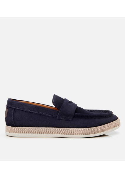 02ayh303150a680 Erkek Süet Deri Lacivert Rahat Tabanlı Espadril