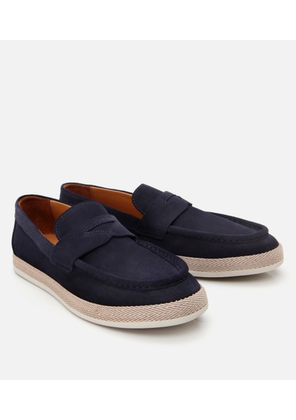 02ayh303150a680 Erkek Süet Deri Lacivert Rahat Tabanlı Espadril