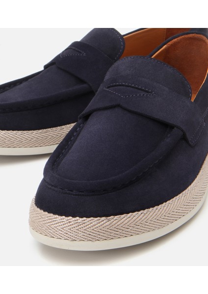 02ayh303150a680 Erkek Süet Deri Lacivert Rahat Tabanlı Espadril