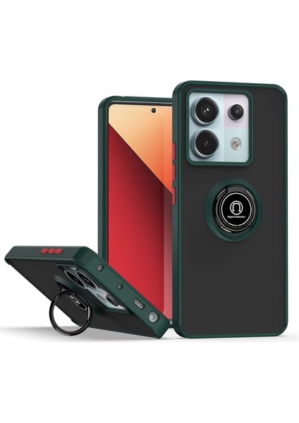 Xiaomi Redmi Note 13 Pro 5g Kılıf Mat Parmak Izi Yapmaz Renkli Tuşlu 360 Yüzüklü Standlı Military Kamera Korumalı Kapak