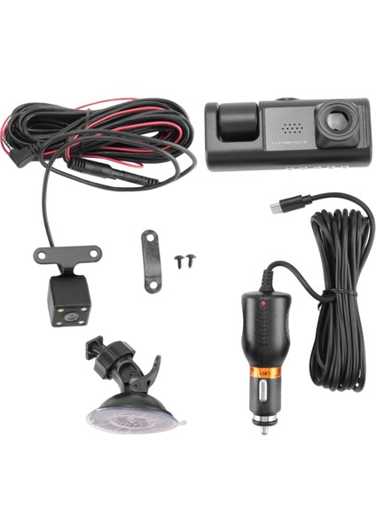 3 Kamera Lensi Araba Dvr 3 Kanallı Araç Kamerası Hd 1080P Ön ve Arka Iç Dashcam Video Kaydedici Gece Görüşü (Yurt Dışından)