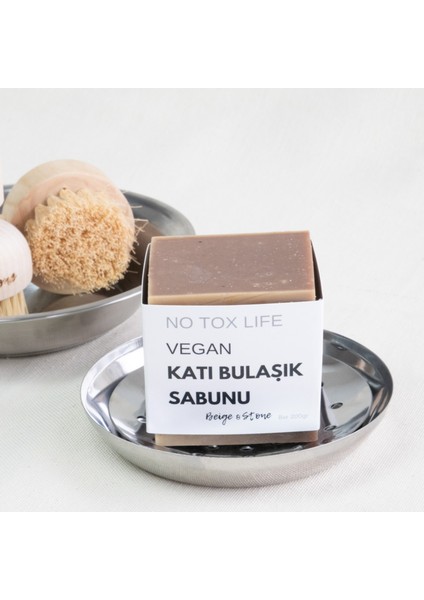 El Dostu 3 Lü Doğal Mutfak Seti Sandal Ağacı Yağlı Katı Bulaşık Sabunu 200 gr Çelik Sabunluk & Fırça