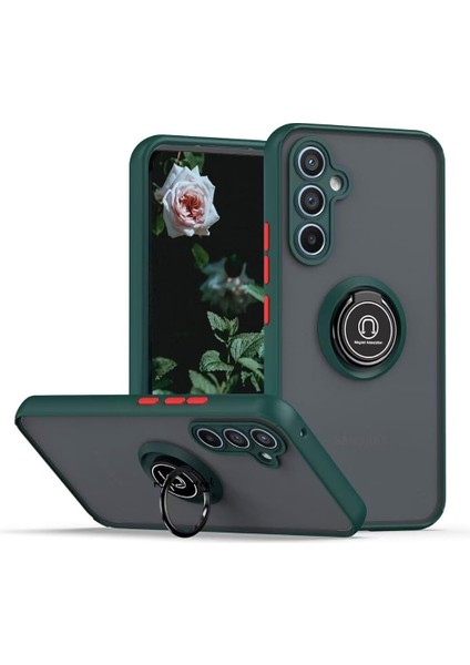 Samsung Galaxy A16 Kılıf Mat Parmak Izi Yapmaz Renkli Tuşlu 360 Yüzüklü Standlı Military Kamera Korumalı Kapak